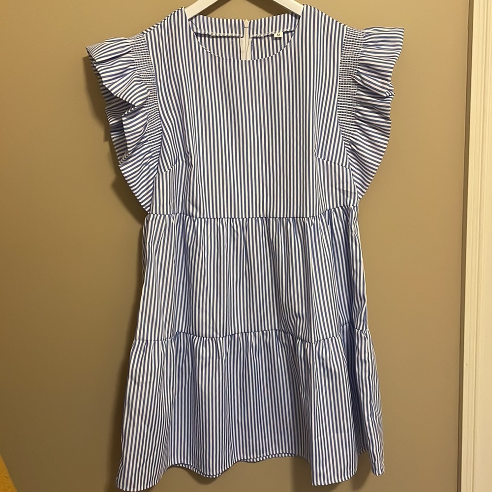 Blue & white striped dress